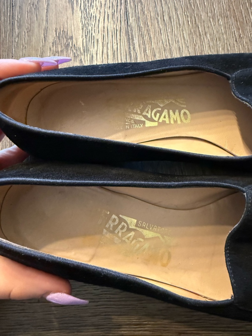 Salvatore Ferragamo black tassel suede heeled loafers - Picture 2 of 7